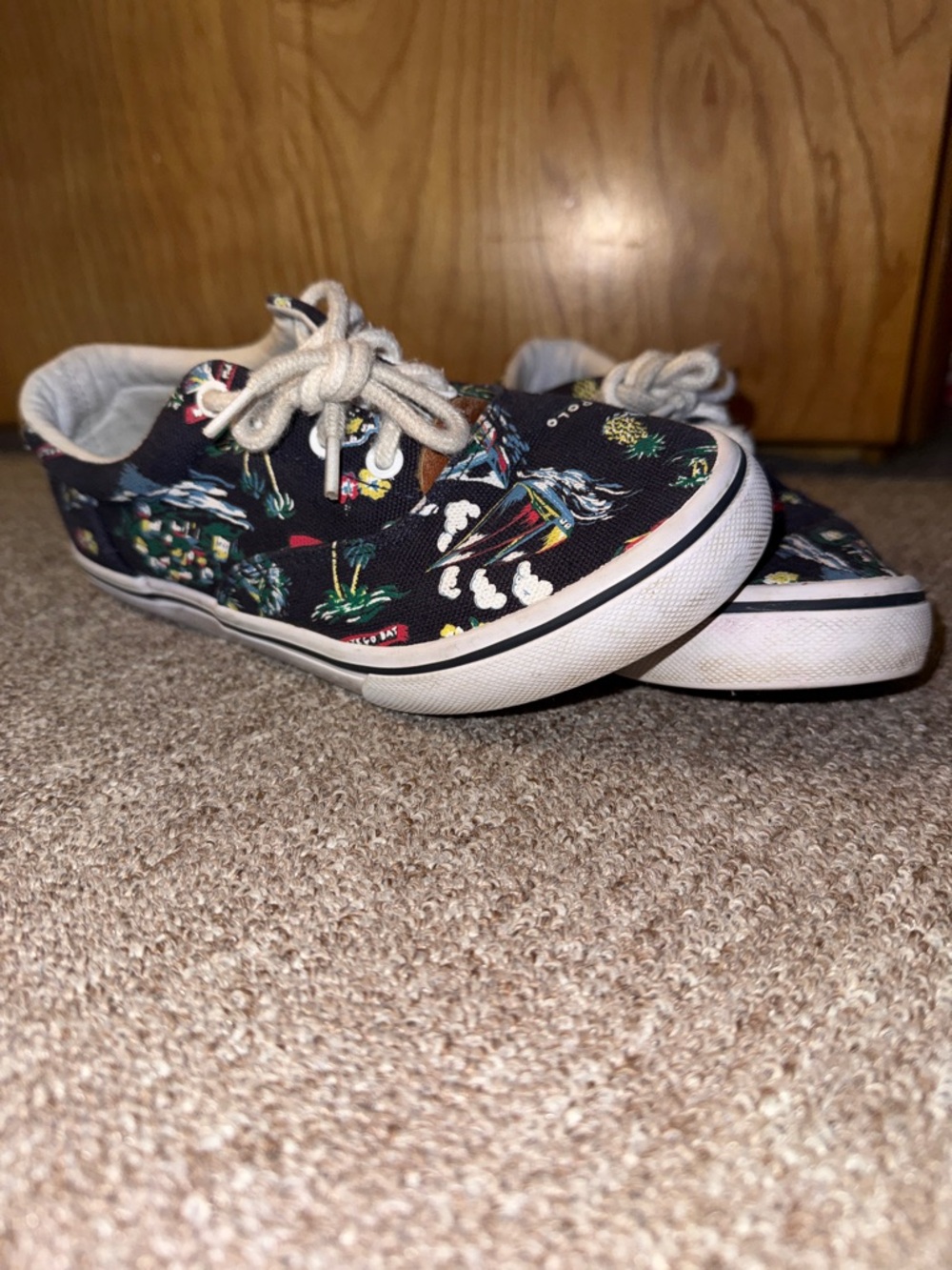POLO Navy Canvas Sneakers with Nautical Prints